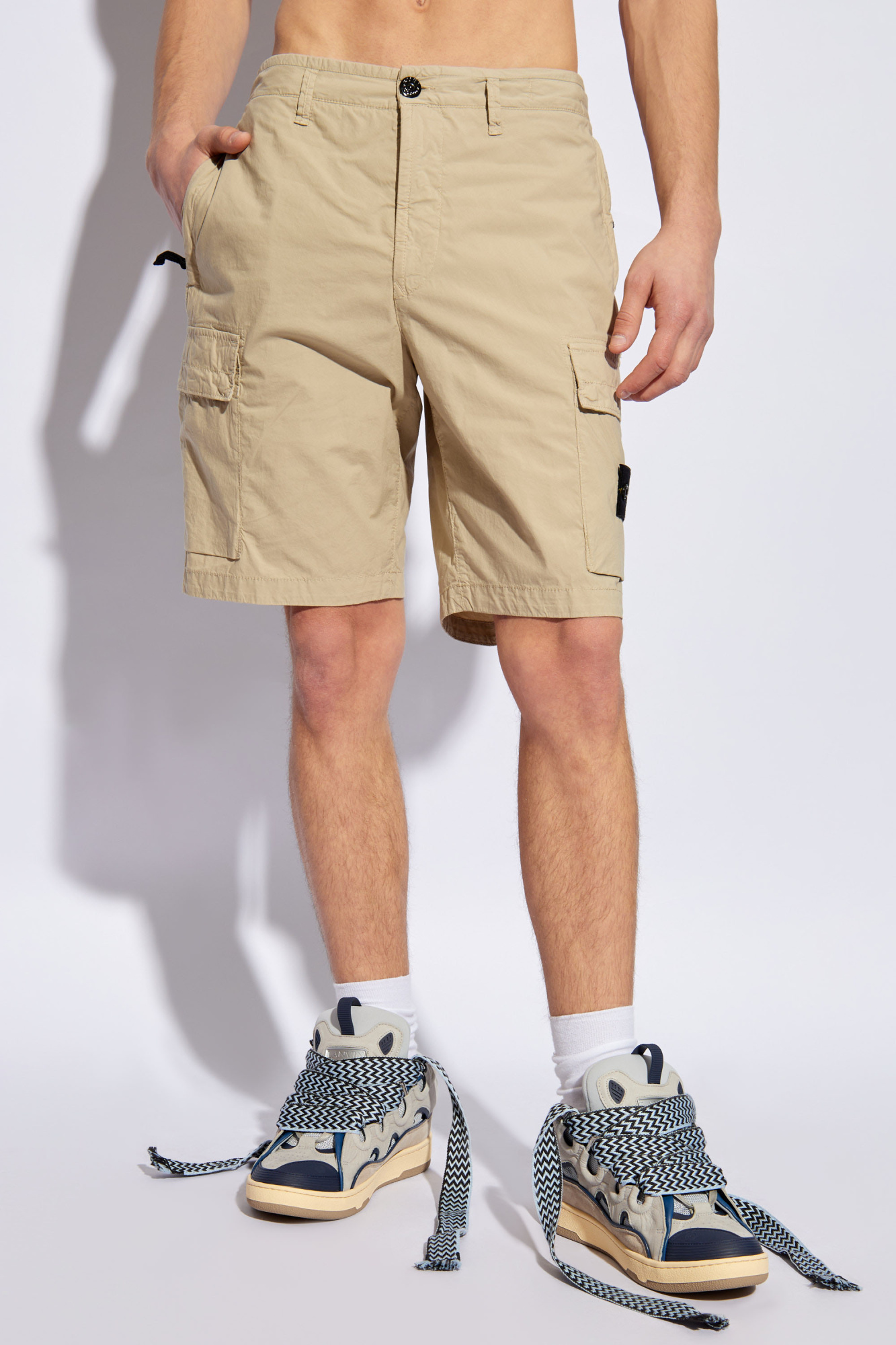 Stone island beige shorts on sale